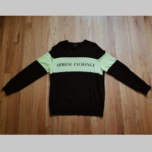 Armani Exchange Lime & Black Long Sleeve Crewneck